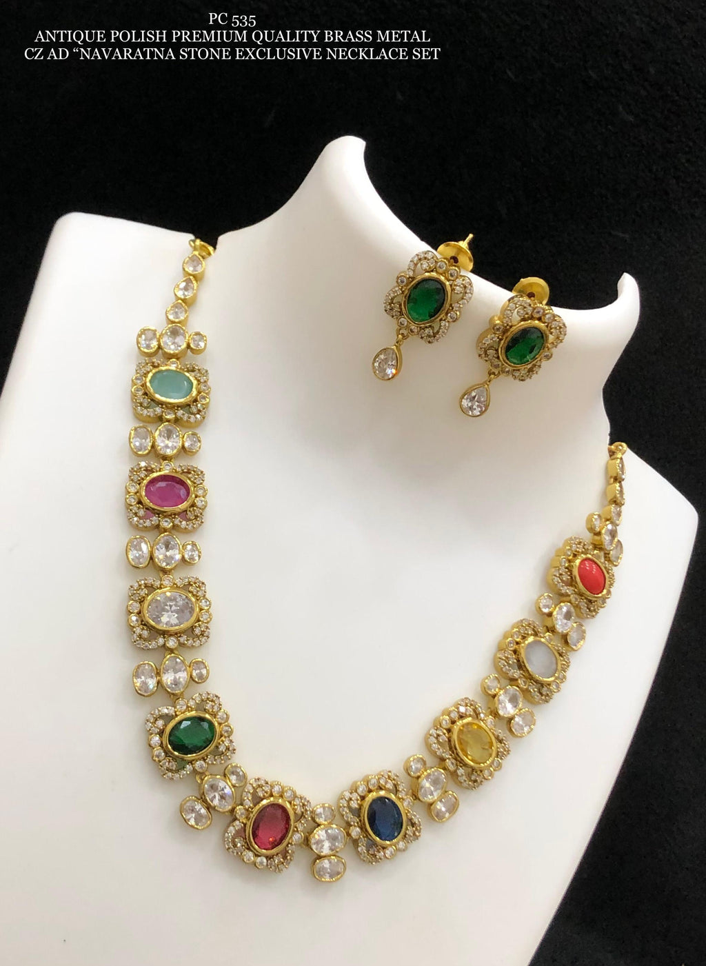 Multi Semiprecious stones brass base set high quality studd