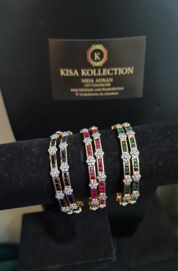 Diamond cut bangles - pair