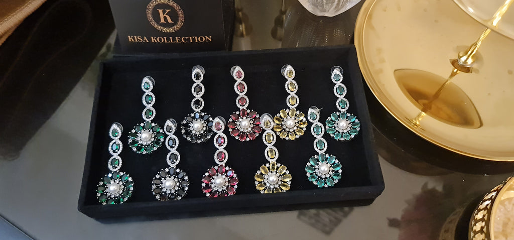 Zircons stones earrings sapphire