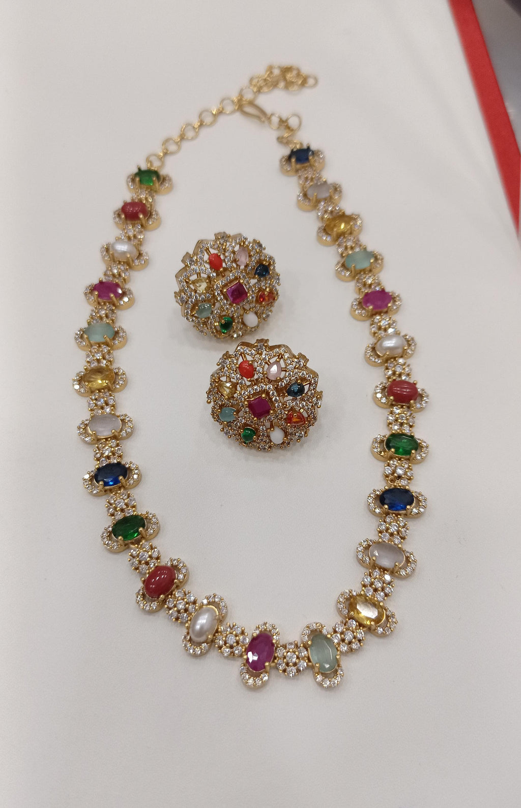 Multi Semiprecious stones brass base set high quality studd